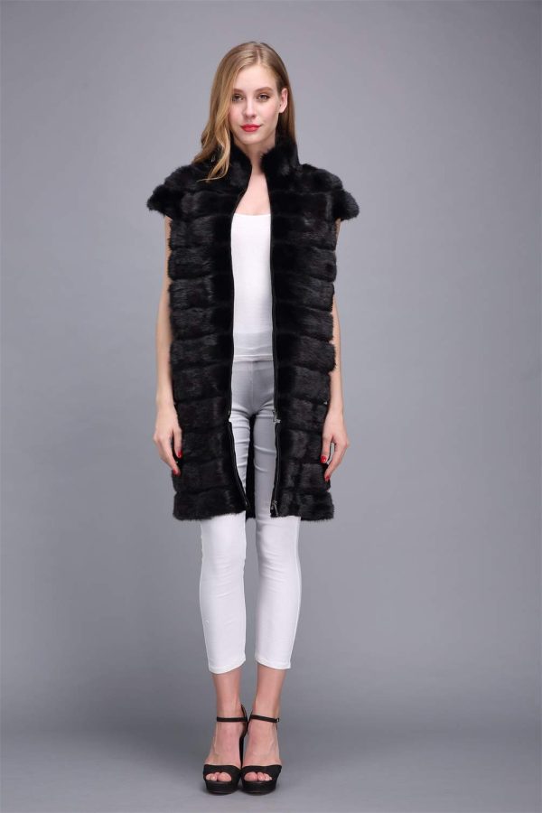 Genuine mink fur removable vest