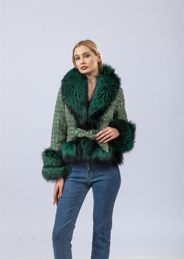 Ladies Short Large Fox Fur Collar