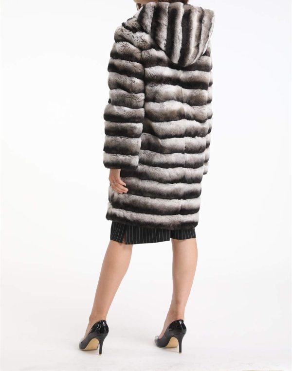 Ladies genuine rex rabbit fur long coat