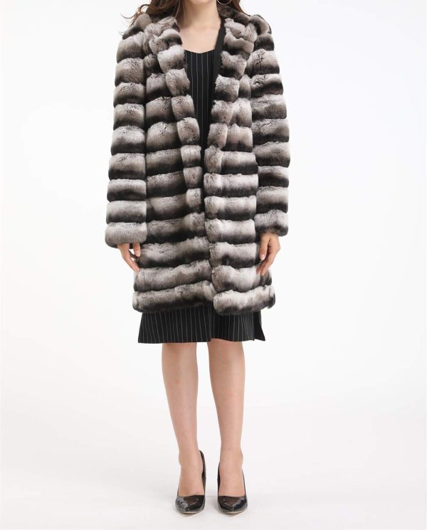 Ladies genuine rex rabbit fur long coat