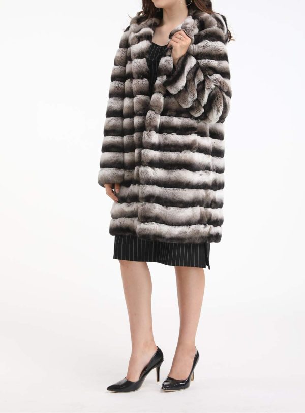 Ladies genuine rex rabbit fur long coat