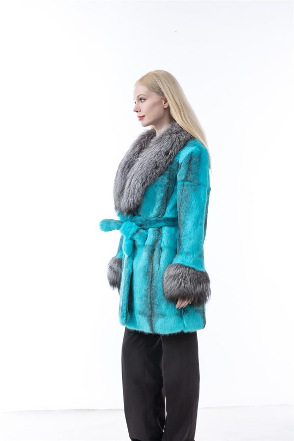 Raccoon fur collar warm long jacket