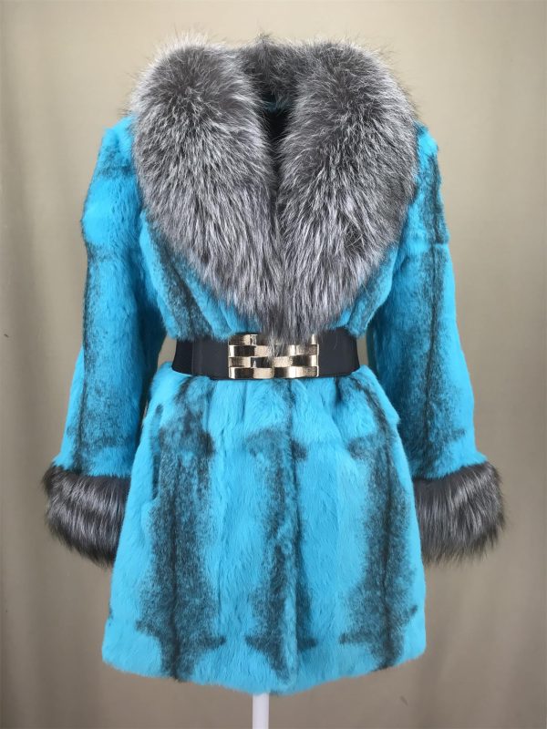 Raccoon fur collar warm long jacket