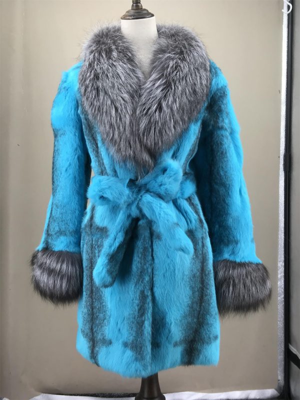 Raccoon fur collar warm long jacket