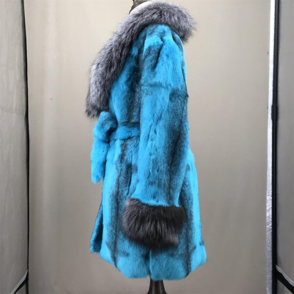 Raccoon fur collar warm long jacket