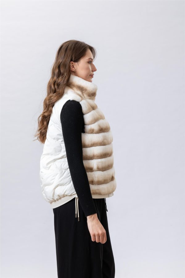 Women's Double-Sided Sleeveless Rex Rabbit Down Vest