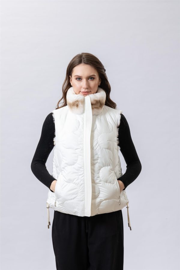 Women's Double-Sided Sleeveless Rex Rabbit Down Vest