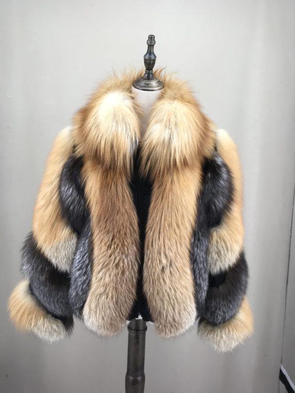 Women's Natural Red Fox Silver Fox Fur Coat