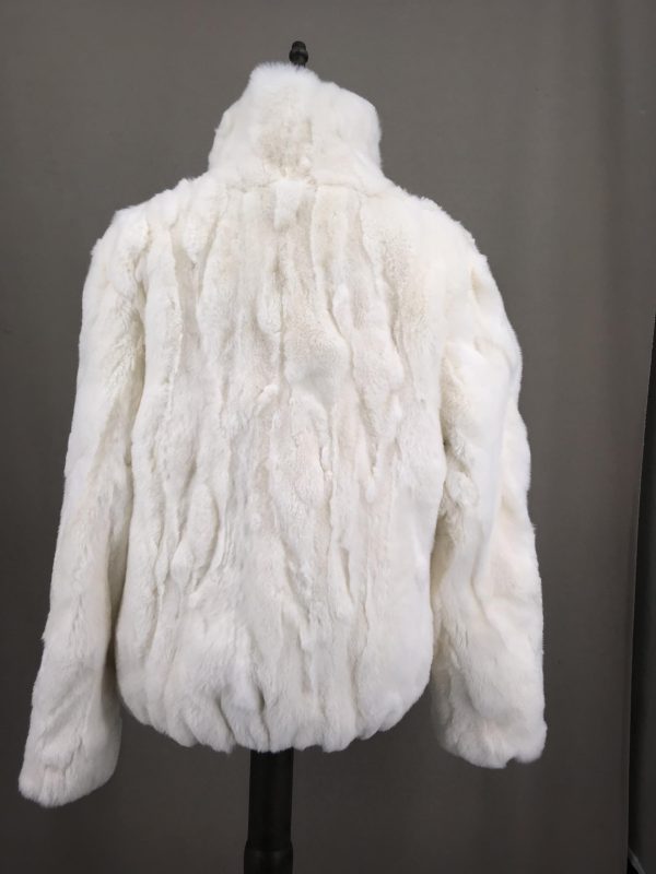 Women's Natural Rex Rabbit Fur Turtleneck Coat