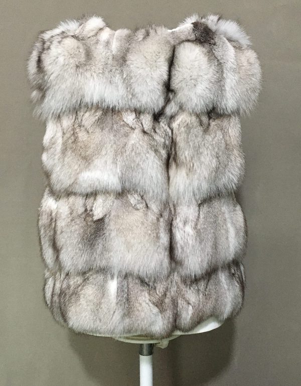 Women's natural fox fur vest furry large size