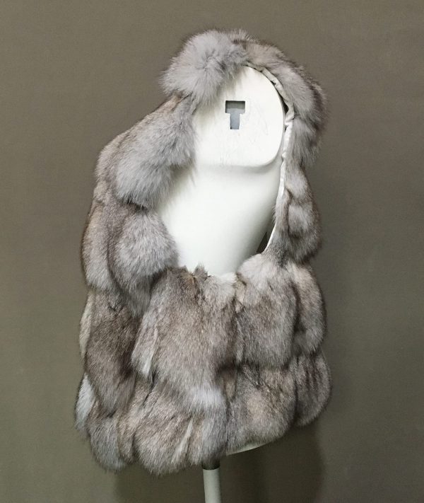 Women's natural fox fur vest furry large size