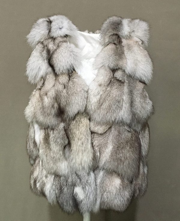 Women's natural fox fur vest furry large size