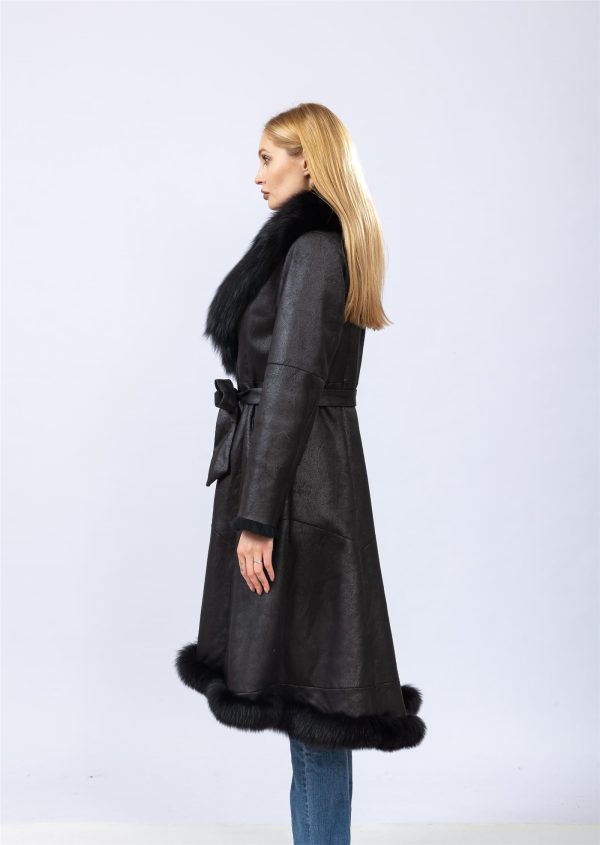 Women's natural rabbit fur long coat