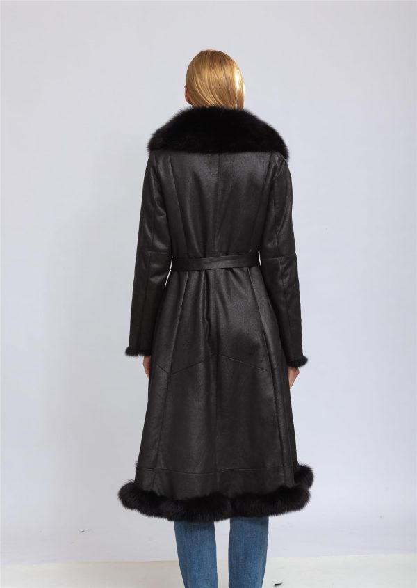 Women's natural rabbit fur long coat